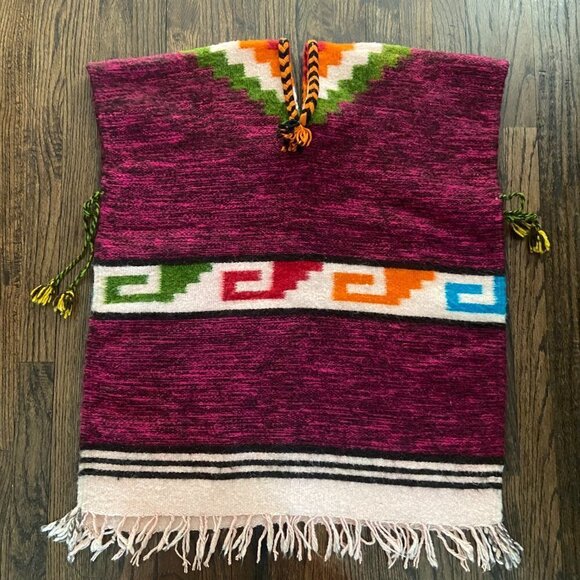 Aztec Print Pullover Poncho - Picture 7 of 9